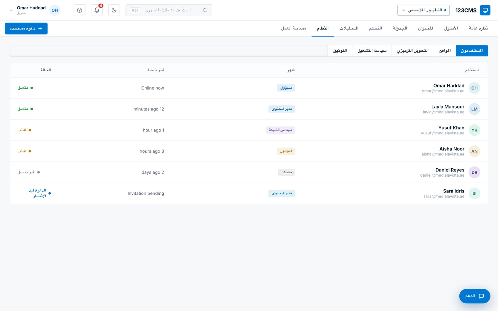 123CMS — Fully localised — right-to-left Arabic layout