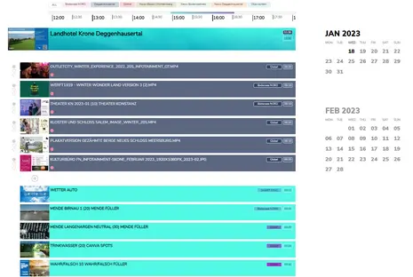SpinetiX ARYA schedule content screen