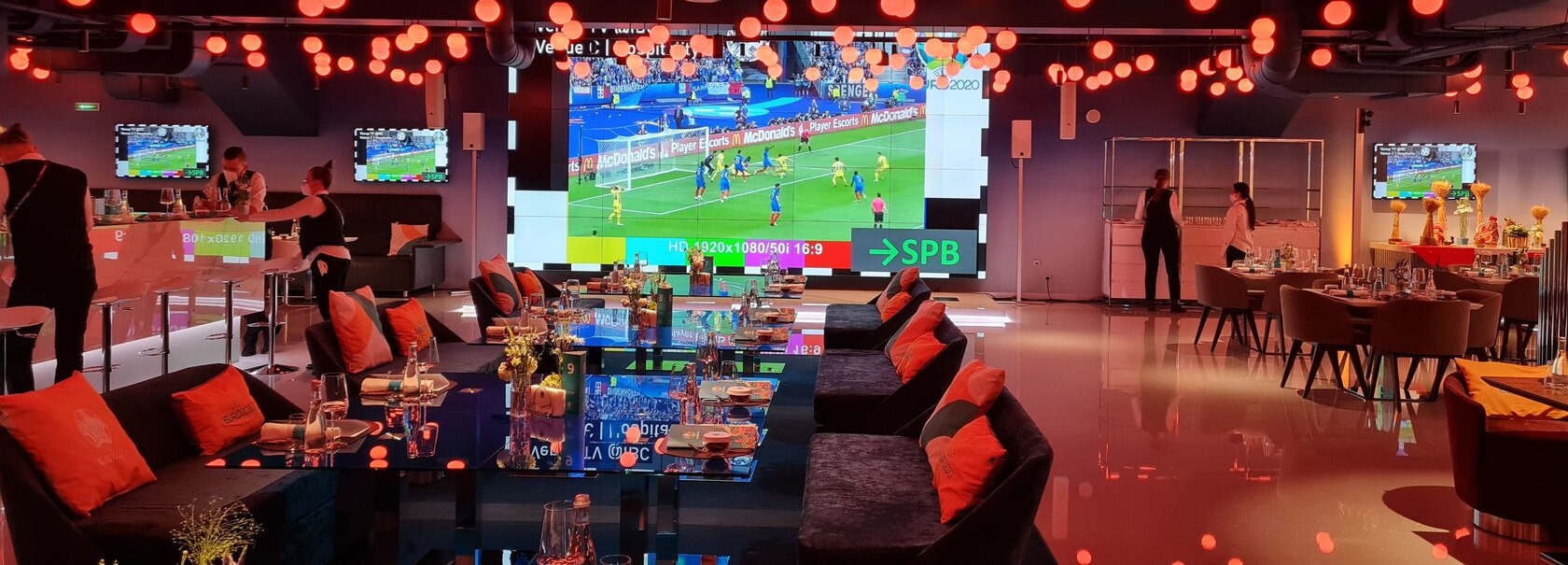 VIP zone video wall and lounge