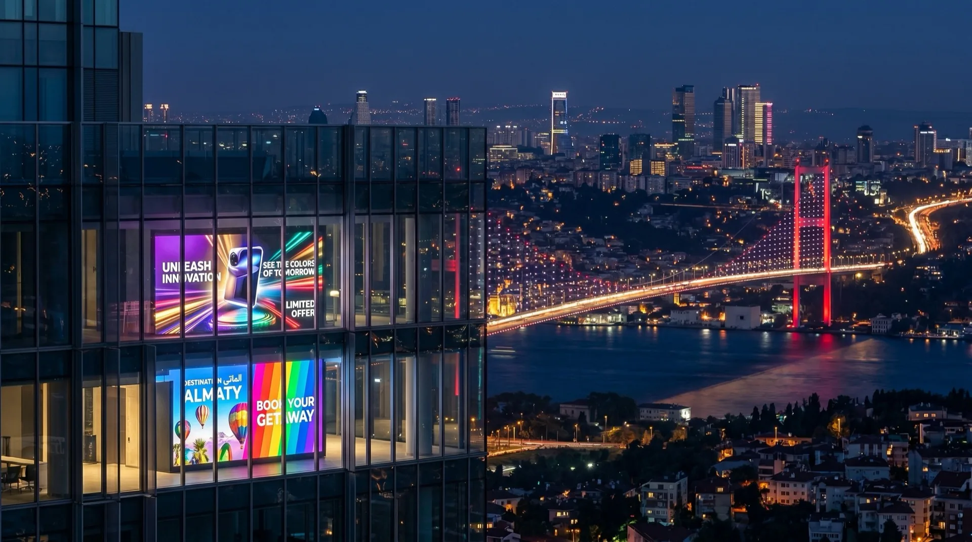 Modern Istanbul skyline with Bosphorus crossings, representing Türkiye's role as the gateway between Europe, the Middle East, and Central Asia for visual infrastructure deployment